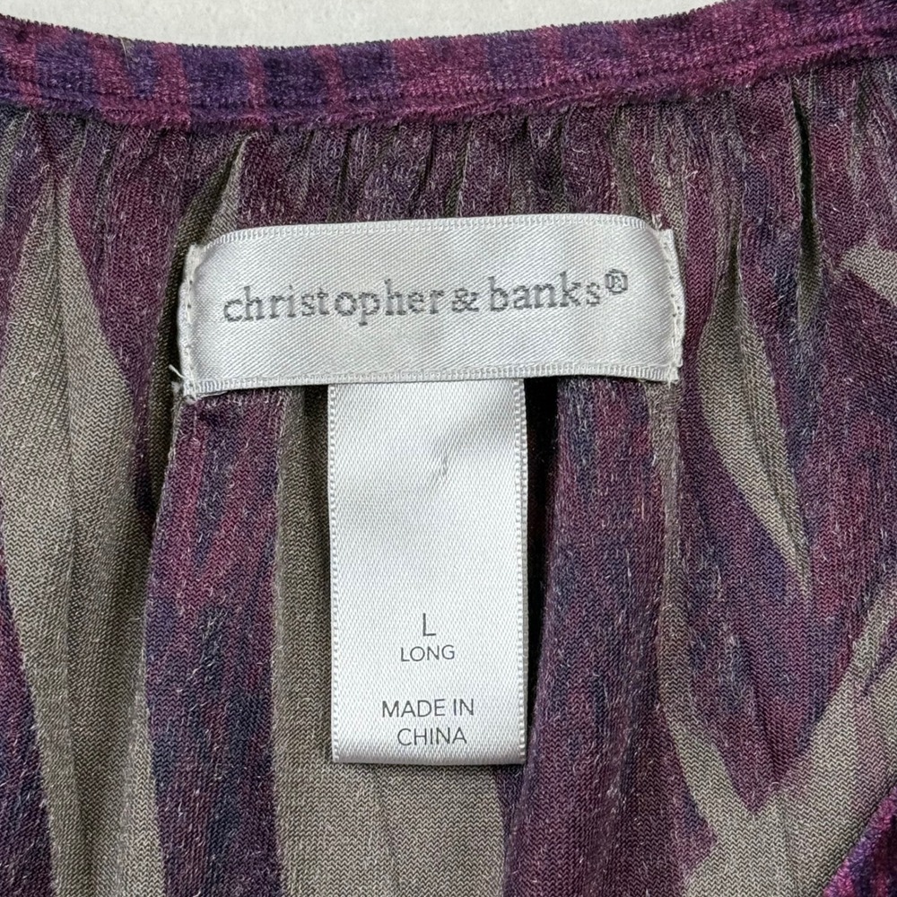 Christopher & Banks Tunic Burnout Velvet Whimsigoth Empire Waist Size Large Long - Picture 4 of 12